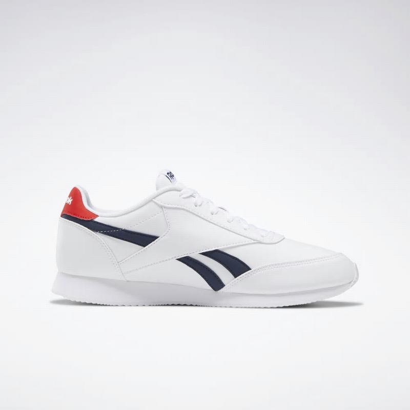 Tenisi Reebok Royal Classic Leather Joggers Barbati Albi/Bleumarin/Rosii Romania SZ8222ZV
